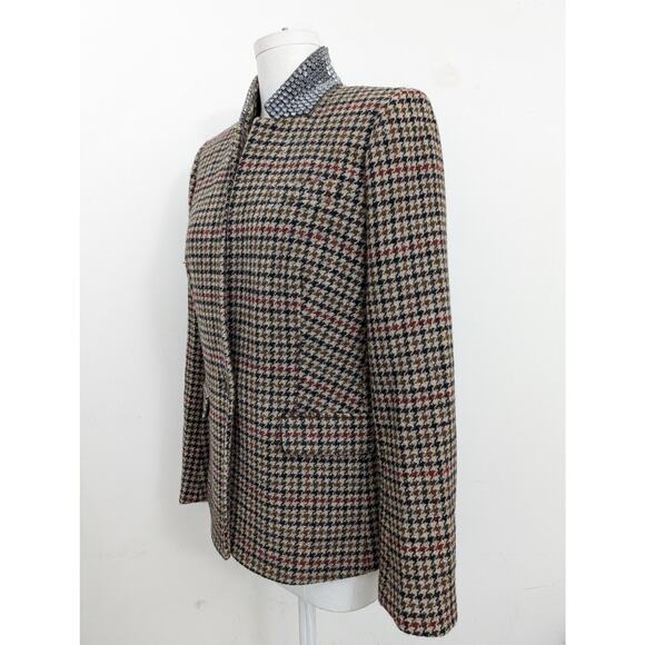J.Crew Regent houndstooth jewel embellished collar blazer sz 8 - Picture 3 of 16